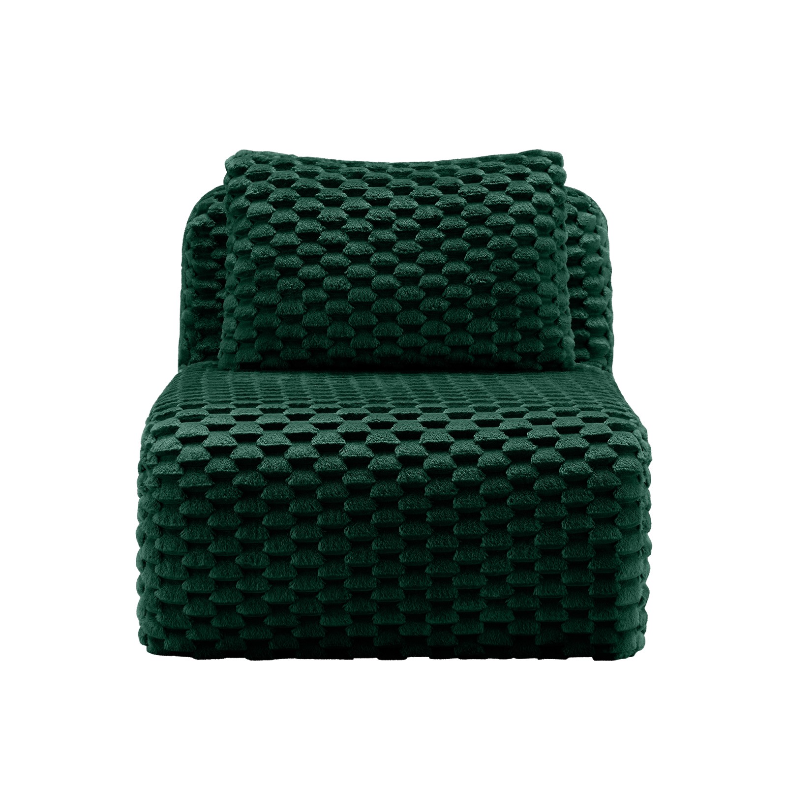 Armless Sofa with Pillow, Green Flannelette Fabric, 32.28" L