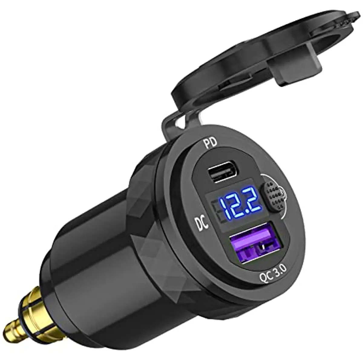 DIN Hella Plug to USB C PD Fast Charger Socket LED Voltmeter for BMW Motorcycle