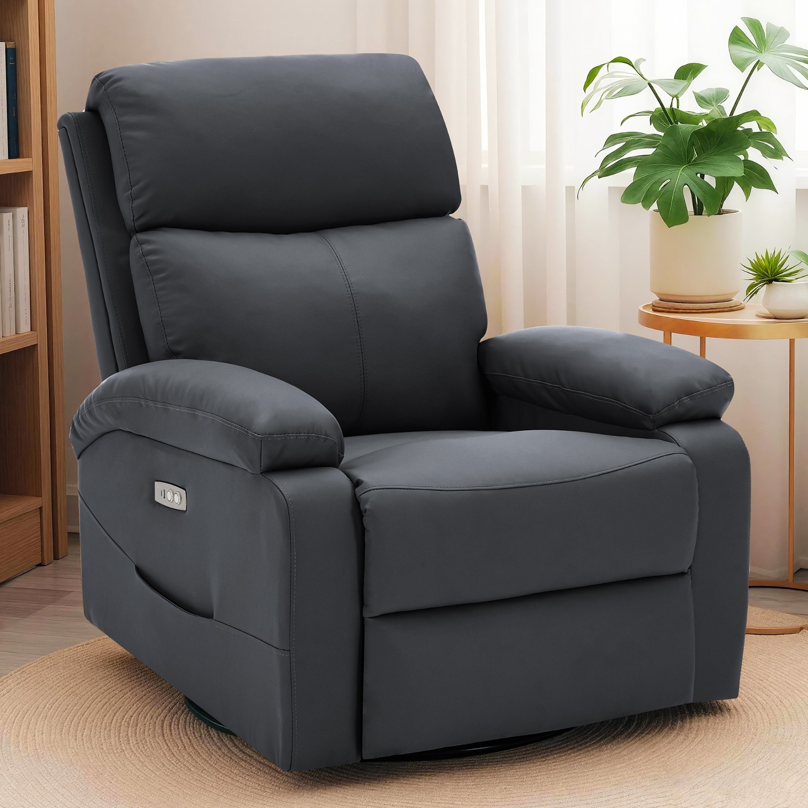 Korser 270°Swivel Rocker Recliner Chair with Massage Heat USB & Type-C Ports