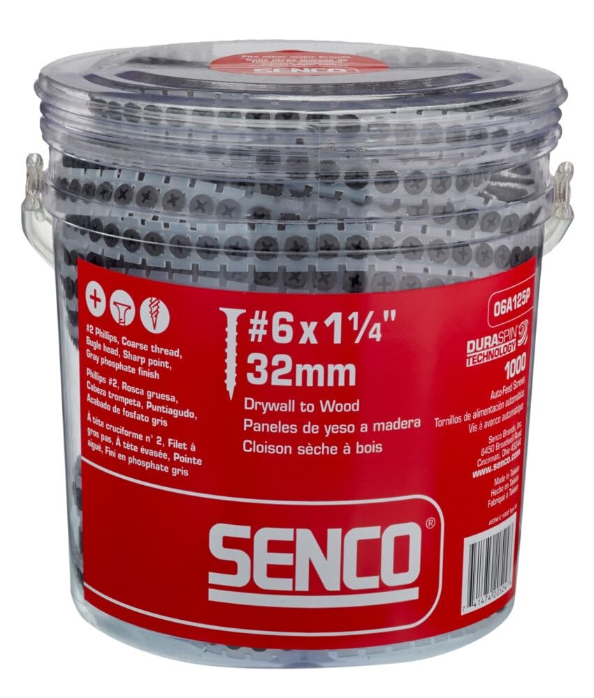 SENCO 06A125P DuraSpin No. 6 x 11/4Inch Collated Screw, 1 1/4 Drywall to Wood...