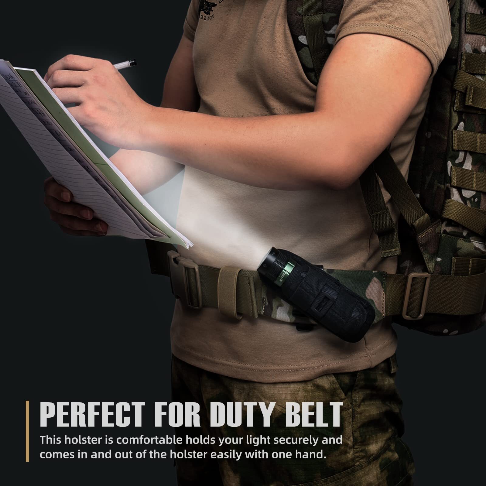 Tactical Molle Flashlight Holder Nylon Belt Holster Flashlight Torch Case Pouch