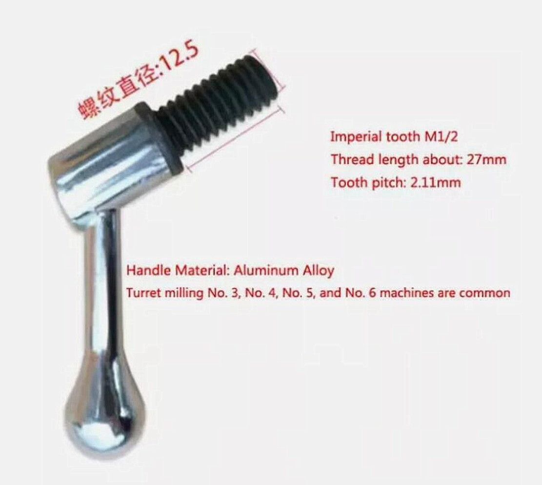 3Pc Milling Machine Table Lock Bolt Mill Handle M1/2 Thread Head Part Bridgeport