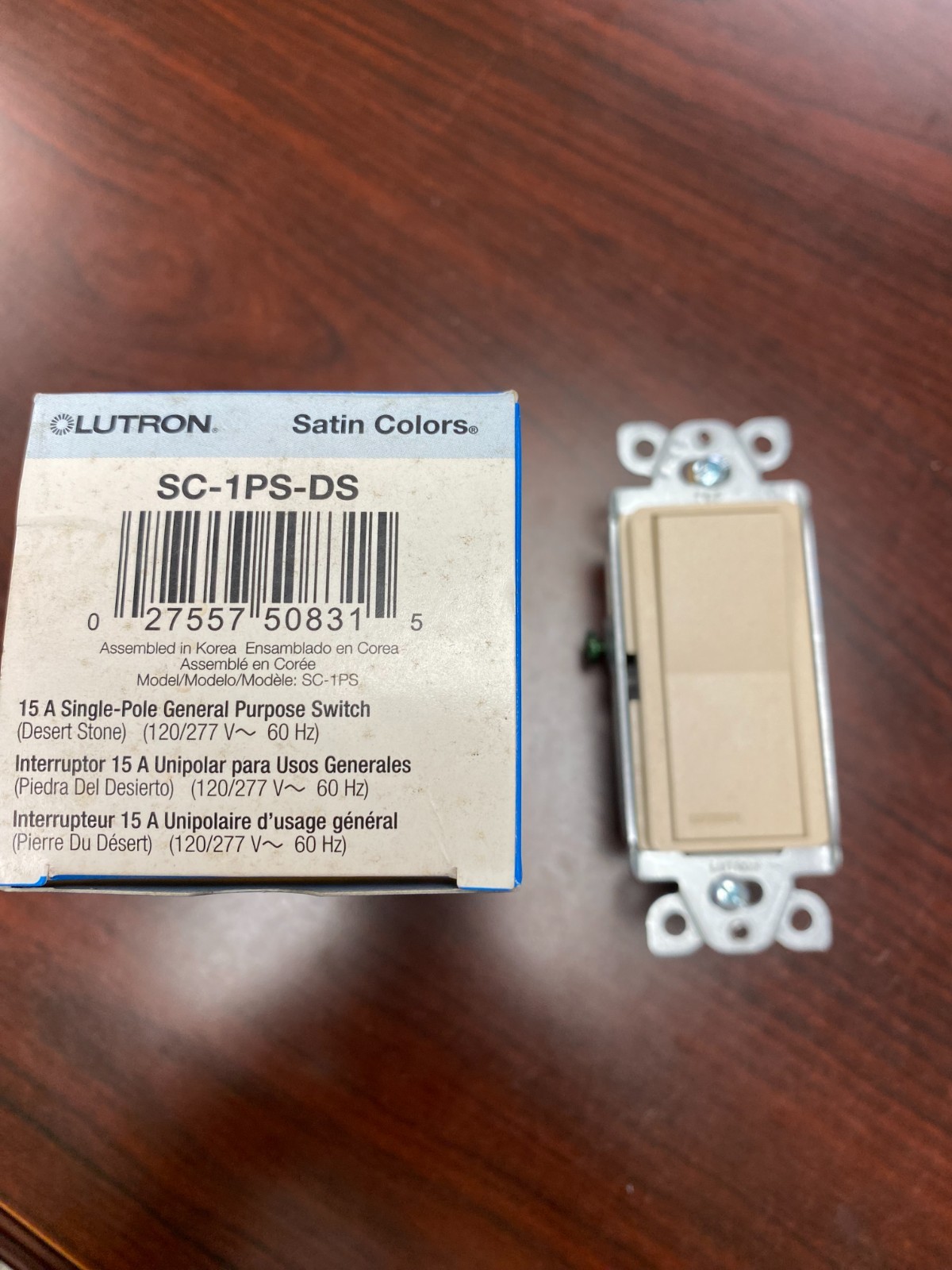 Lutron 15 A Single-Pole General Purpose Switch #SC-1PS-DS - Desert Stone