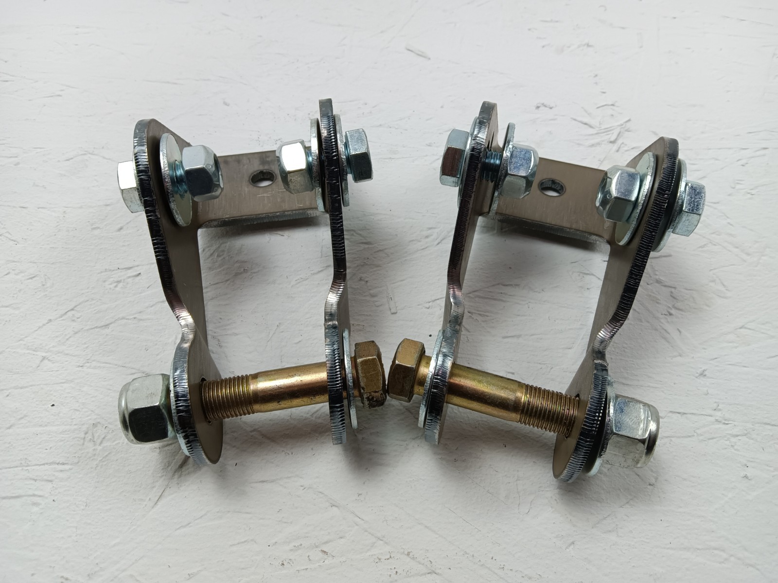 1960-1998 GM Truck Rear Shock Extenders Raw Steel Suspension Hardware Kit Pair