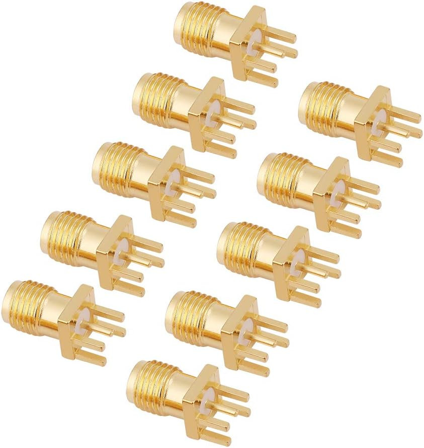 YWBL-WH 10Pcs SMA Female PCB Mount Socket Jack Adapter, 50 Ohm RF Connector for