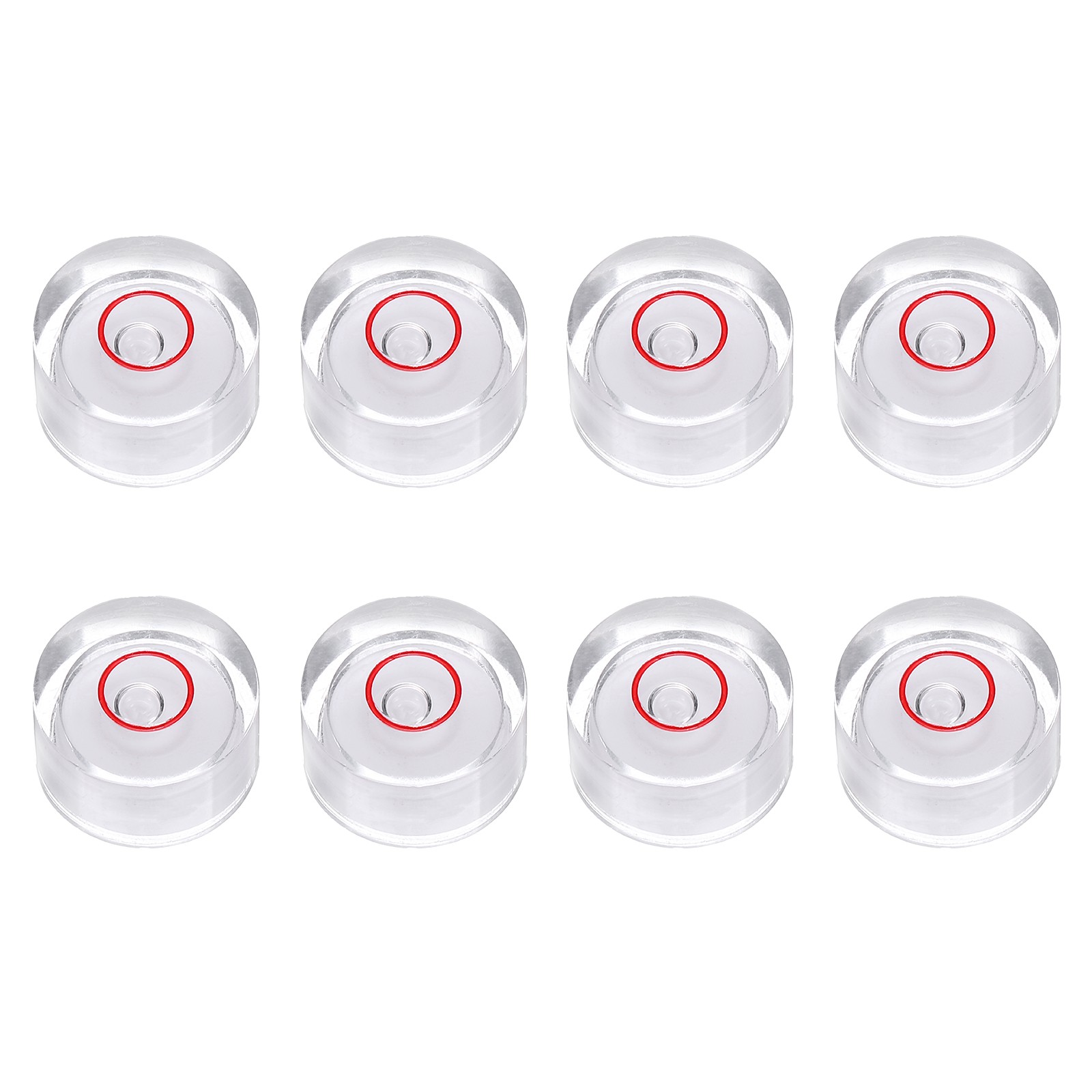 8pcs Circular Bubble Spirit Level 12x6mm Bubble Spirit Level, White/Red