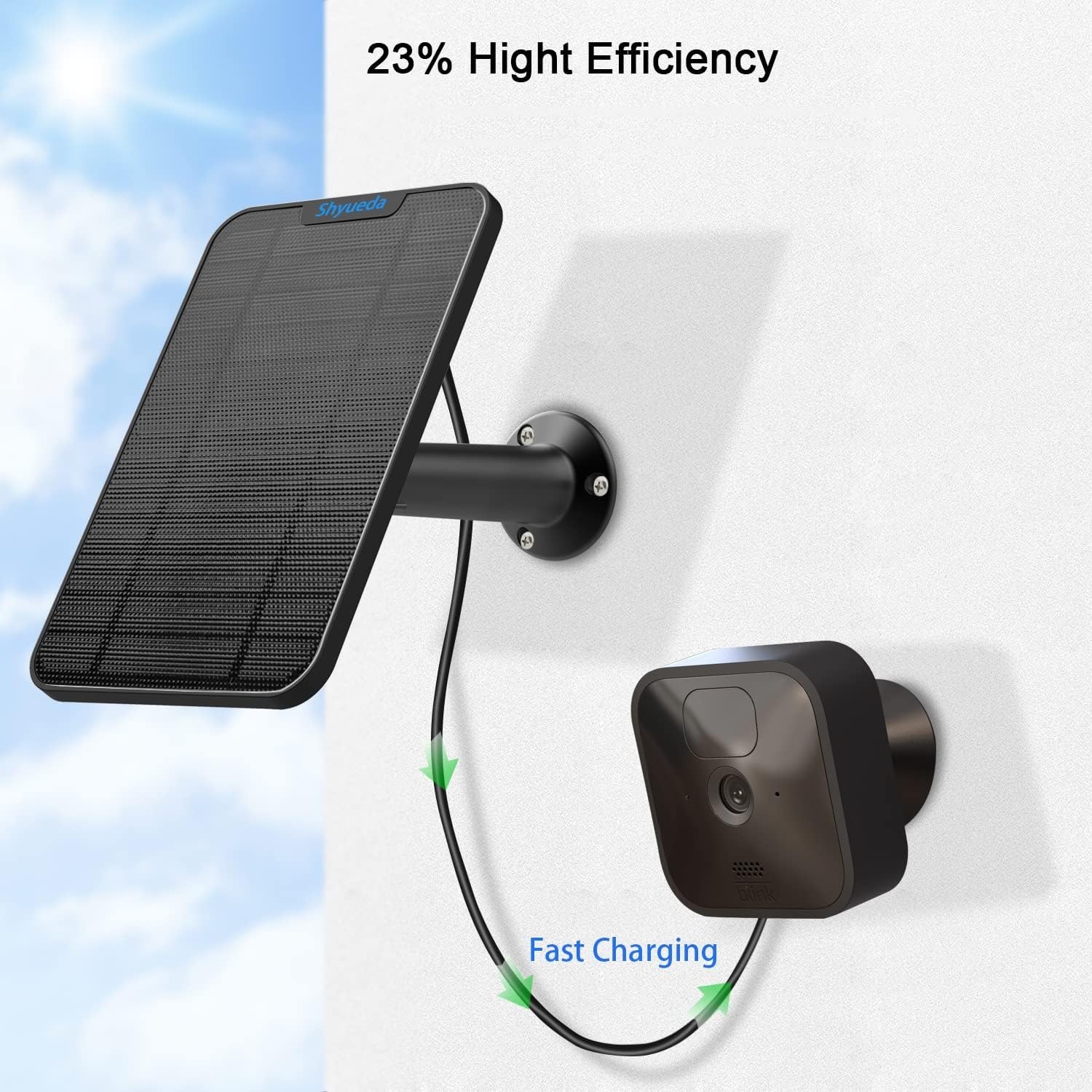 Waterproof Solar Panel for Blink 3rd Gen/XT/XT2 Camera - Quick Charge