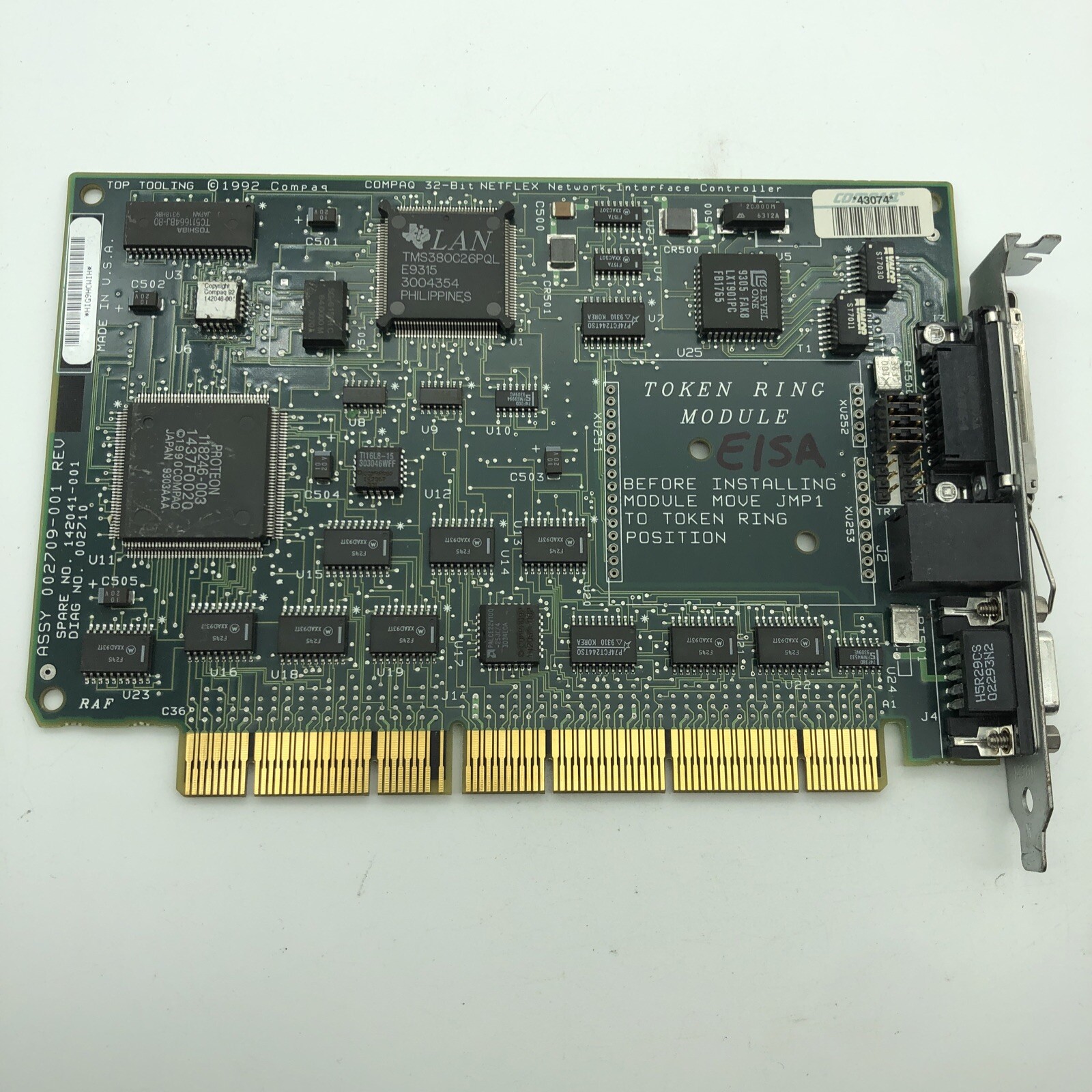 EISA COMPAQ 32-Bit Token Ring LAN Card # 142041 002709 x0013 Vintage Rare *1992
