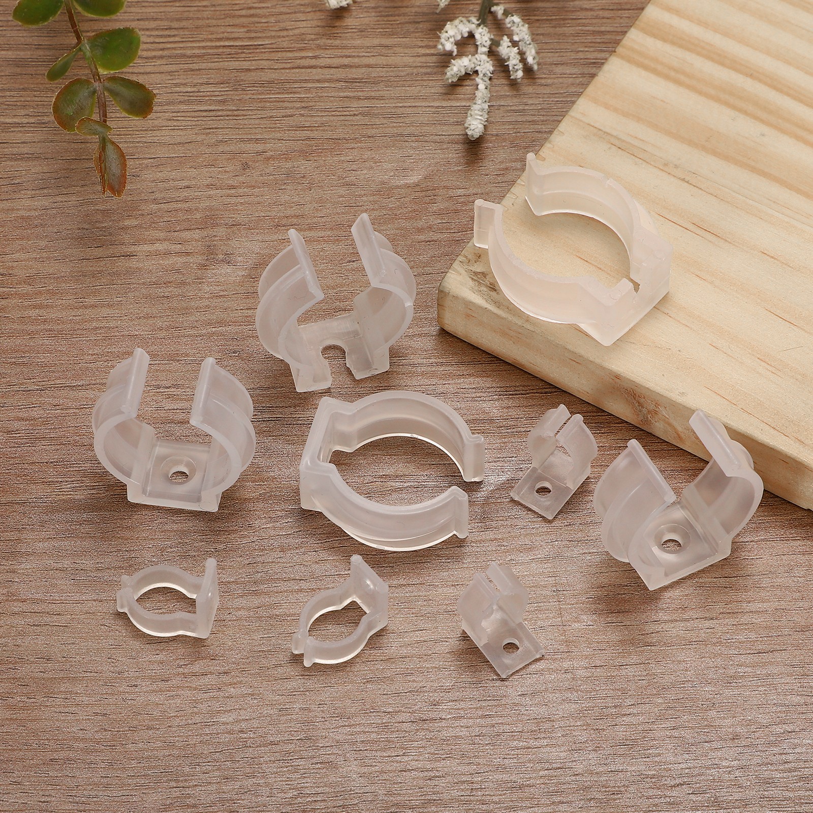 20 Pcs PP T4 0.05" Thick U Clips Holder Bracket, Transparent
