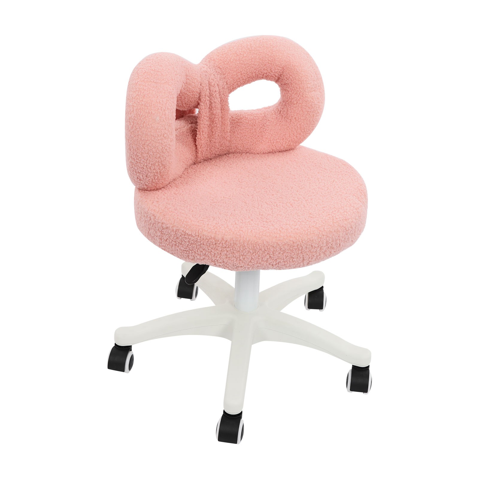 Vanity Chair with Cute Bow Backrest & Wheels, 360° Rolling Makeup Seat
