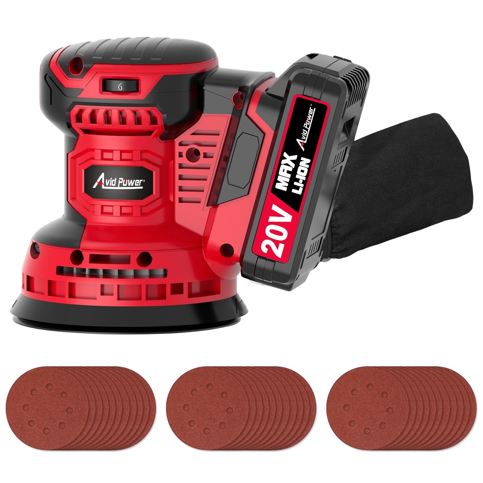 20V Cordless Orbital Sander 5 Inch Electric Sander Tool with 6 Variable Speed...
