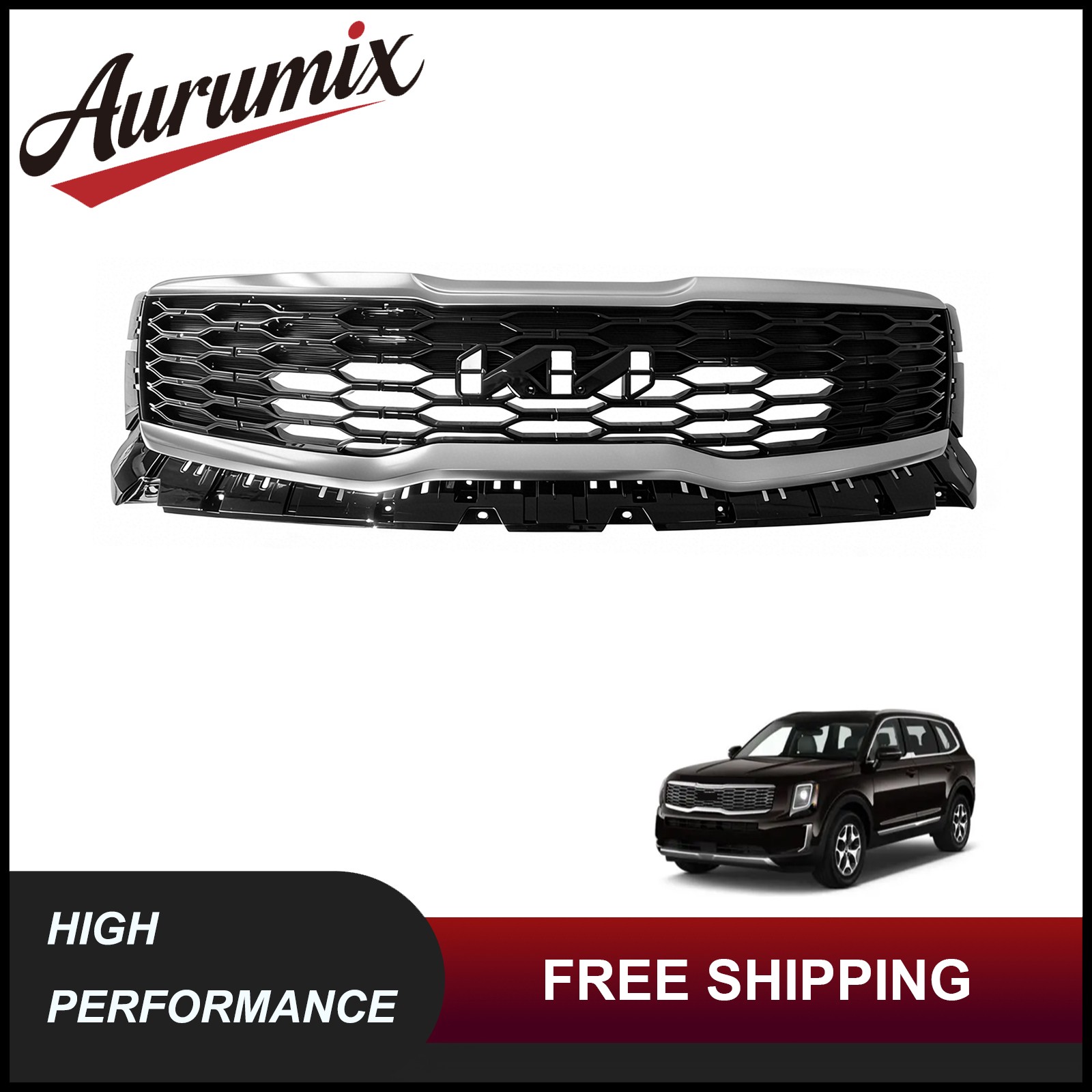 Front Upper Bumper Grille Fits 2020 2021 2022 Kia Telluride EX LX S 86350S9300