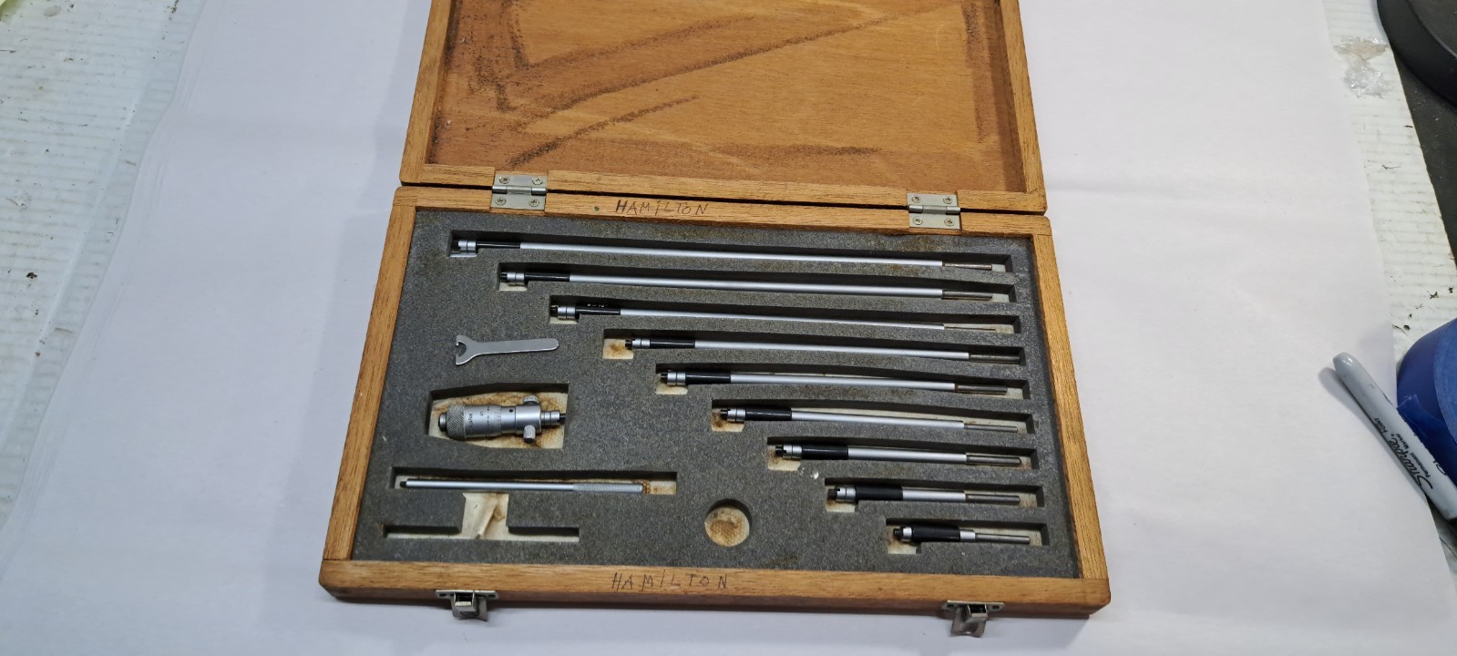 Mitutoyo Inside Micrometer Set 3-12" .001" With Wood Case Japan Used (60206)