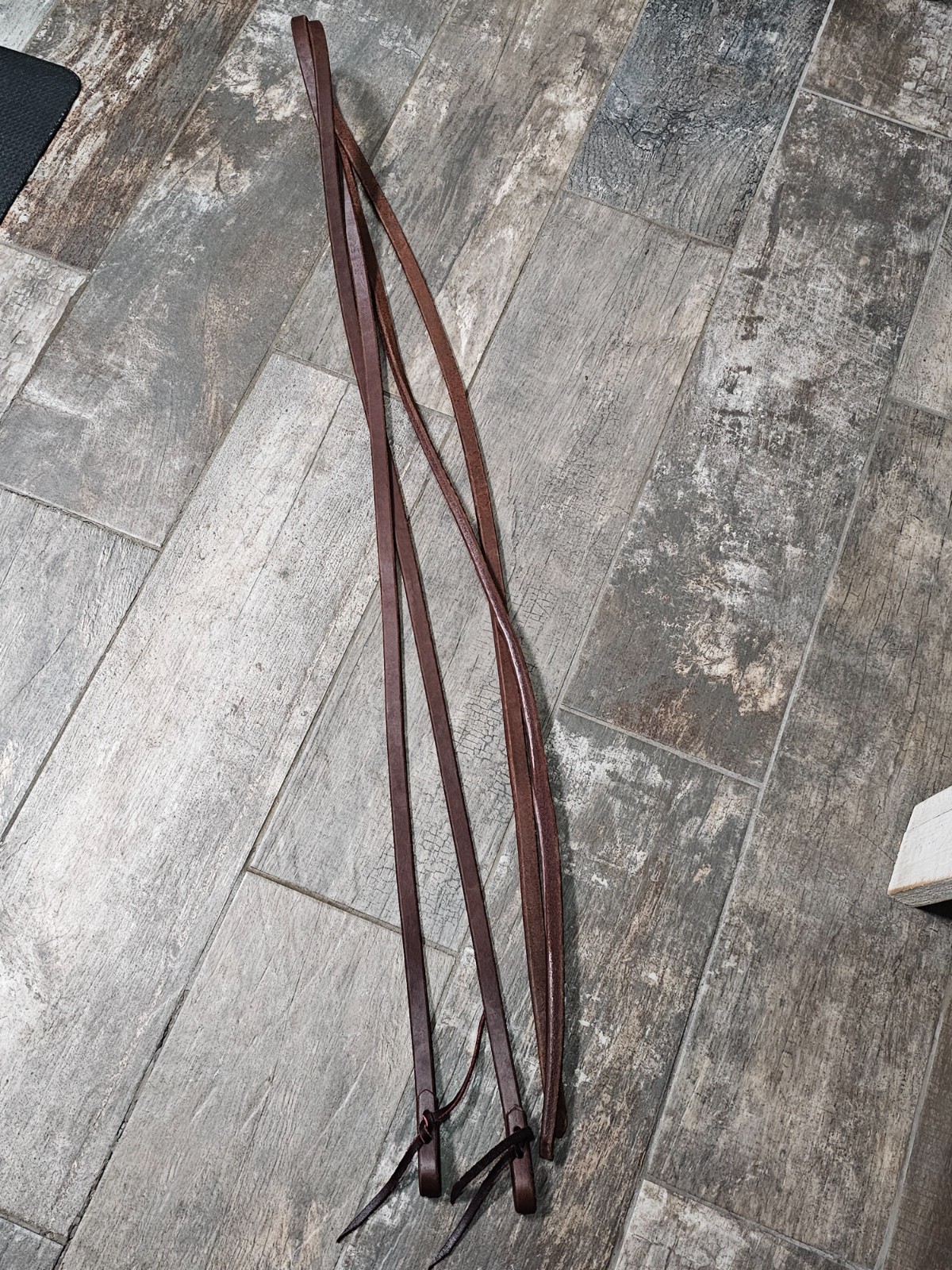 New over 5/8" x  almost 8' Oiled Harness Leather Split Reins with weighted ends