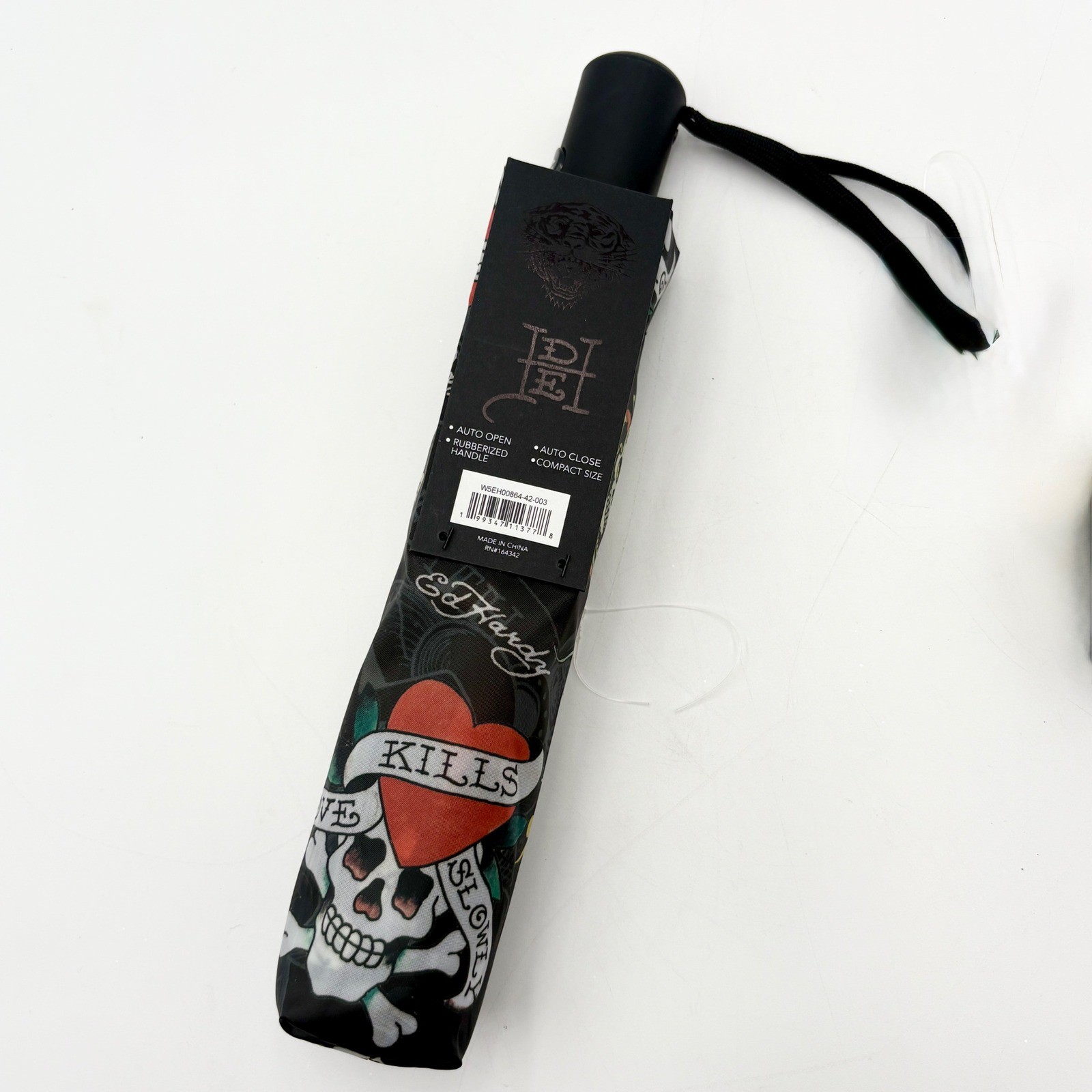 Ed Hardy Auto Open Close Compact Umbrella Tattoo Art Print