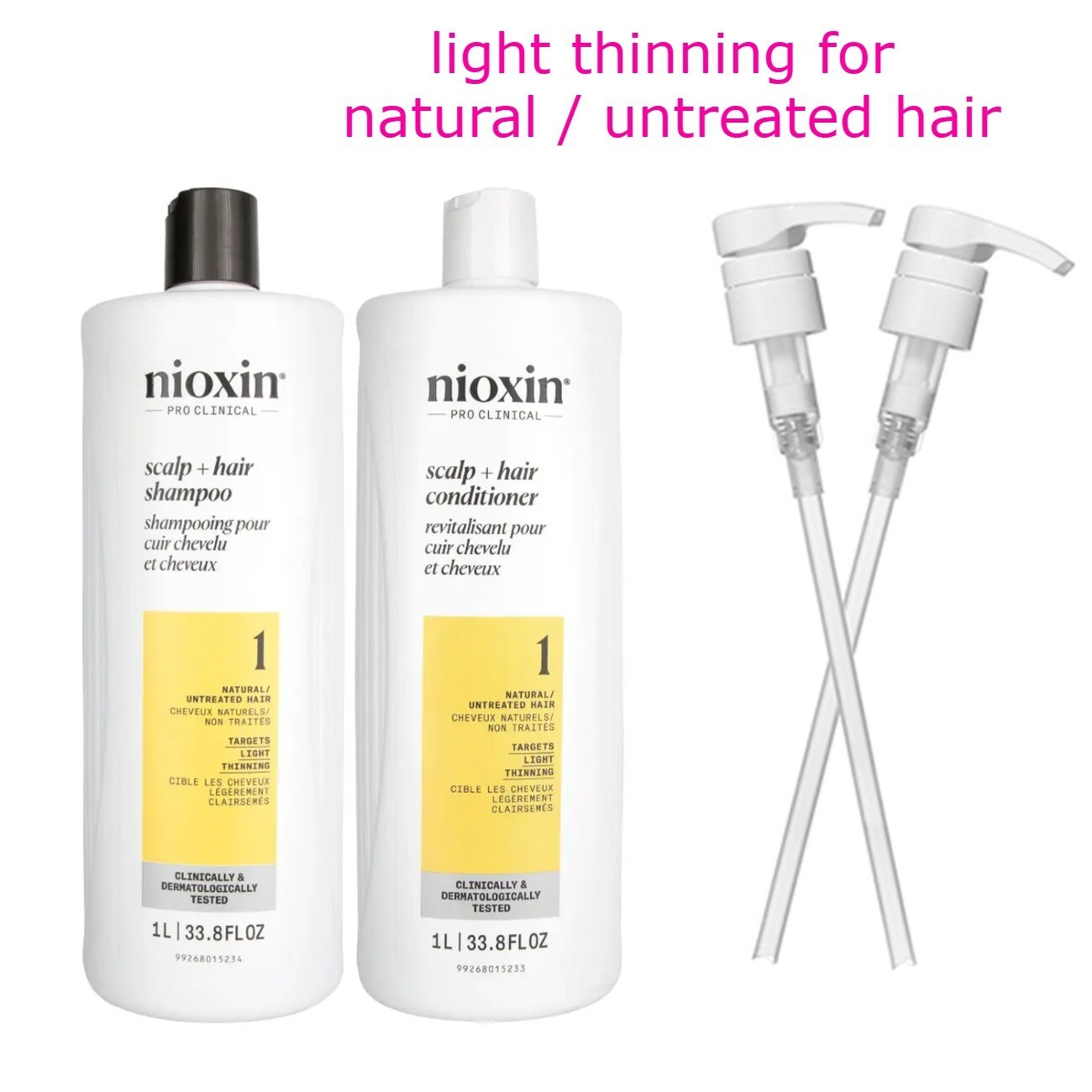 Nioxin System 1 Cleanser Shampoo and Scalp Therapy Conditioner 33.8 Oz with PUMP