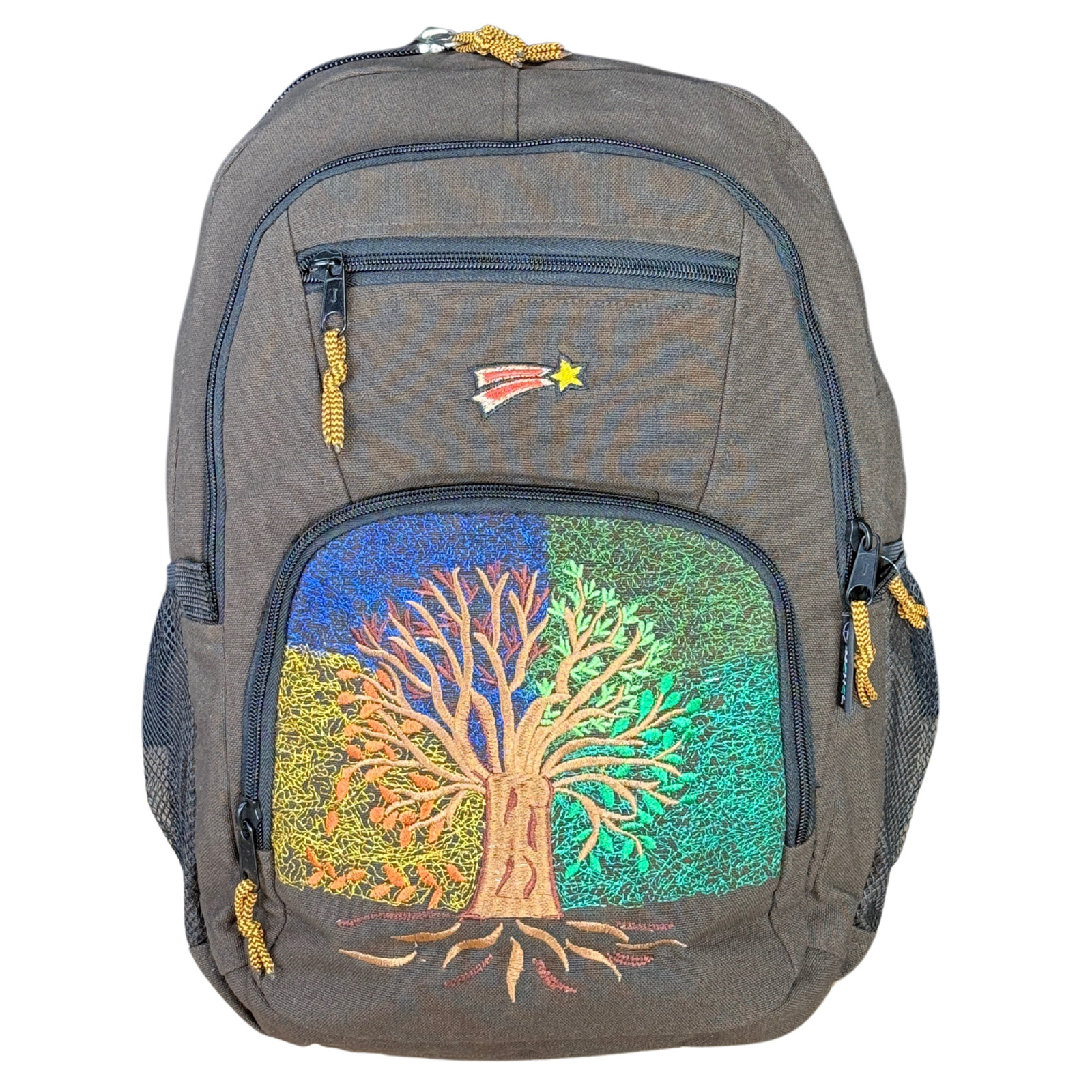 Ixchel Four Seasons Tree of Life Denim Backpack- Large
