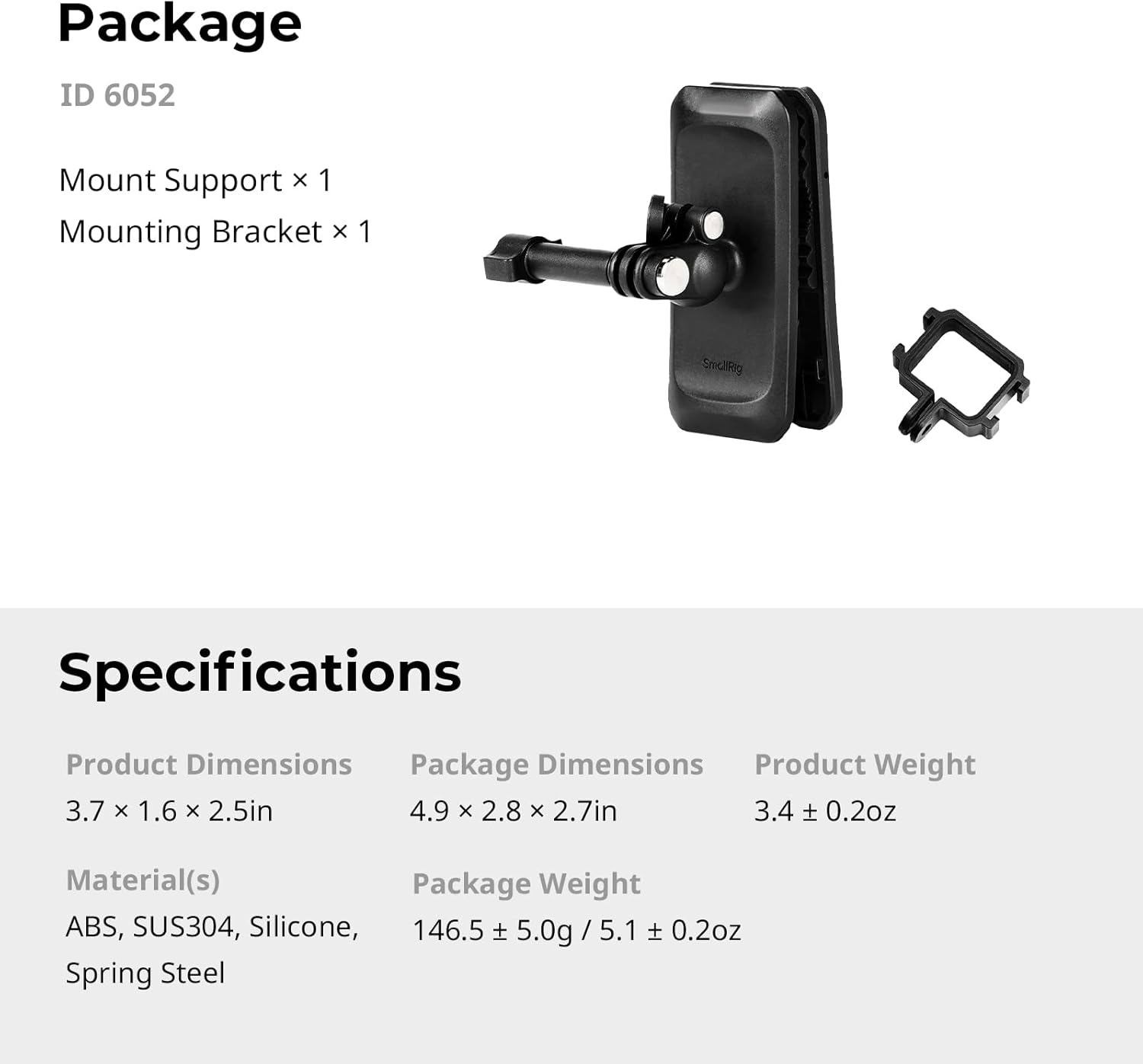 SmallRig Magnetic Backpack Strap Clip Mount for DJI Osmo Pocket 4/3 - 6052