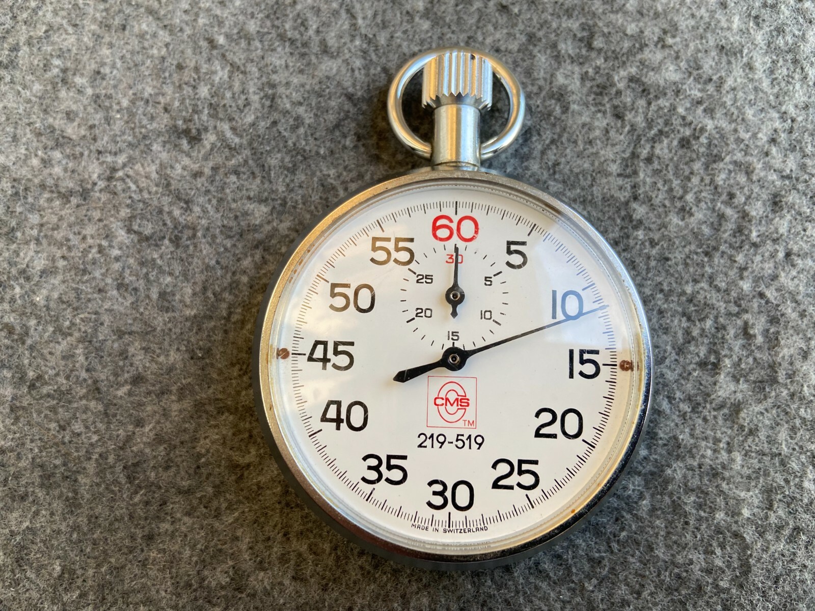 Vintage Swiss Made CMS Mechanical Wind Up Stopwatch