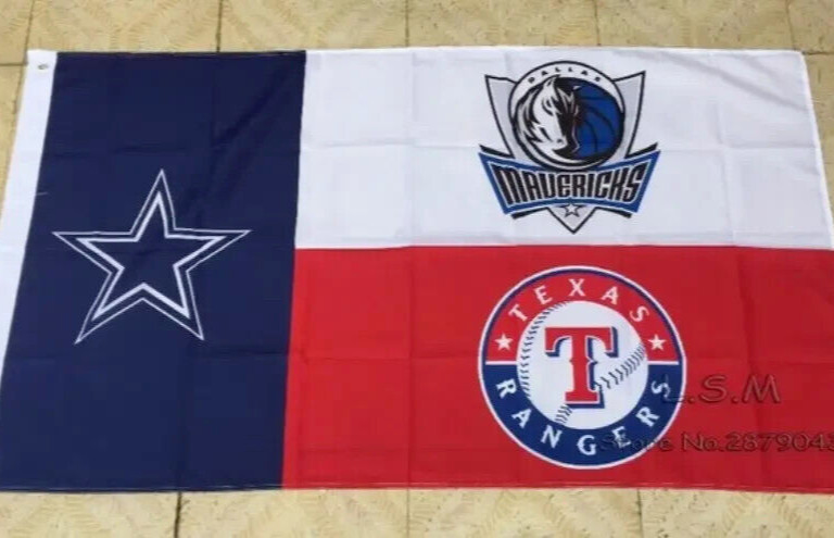 Dallas Cowboys Mavericks Rangers Flag 3x5 foot Texas Mavs Red White Blue Star