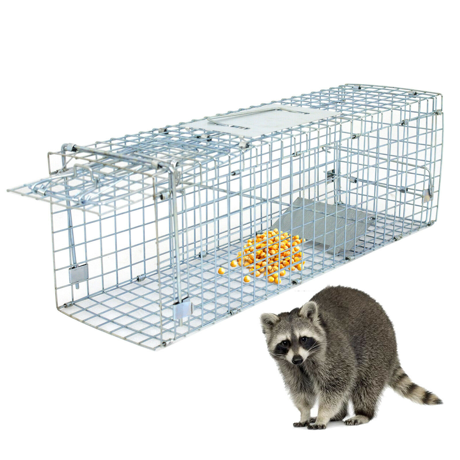 24x8x7.5 Humane Animal Trap Steel Cage Live Rodent Control Skunk Rabbit Cage