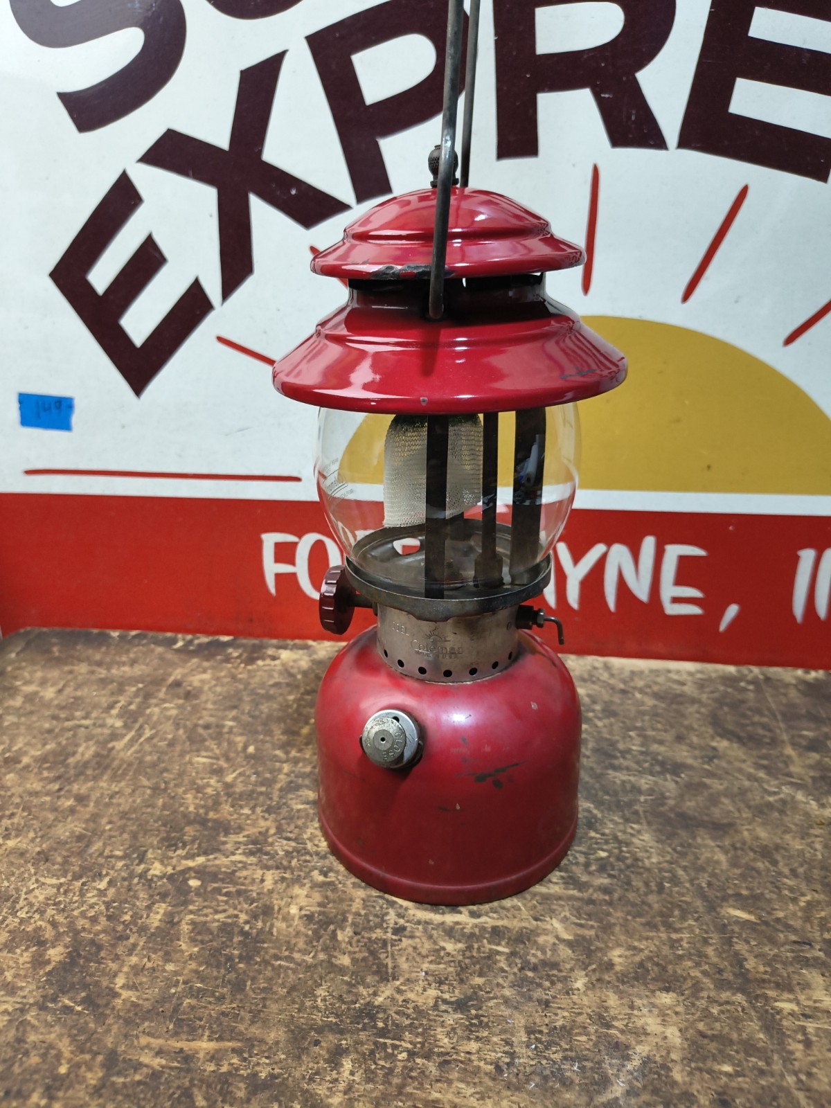 Coleman 1966 Lantern Red 200A with Globe Camping Dated 8/66 Tested Works