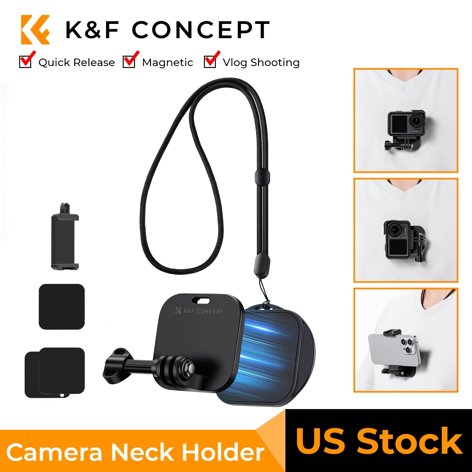 K&F CONCEPT Magnetic Action Camera Chest Mount for GoPro Hero DJI Osmo Action
