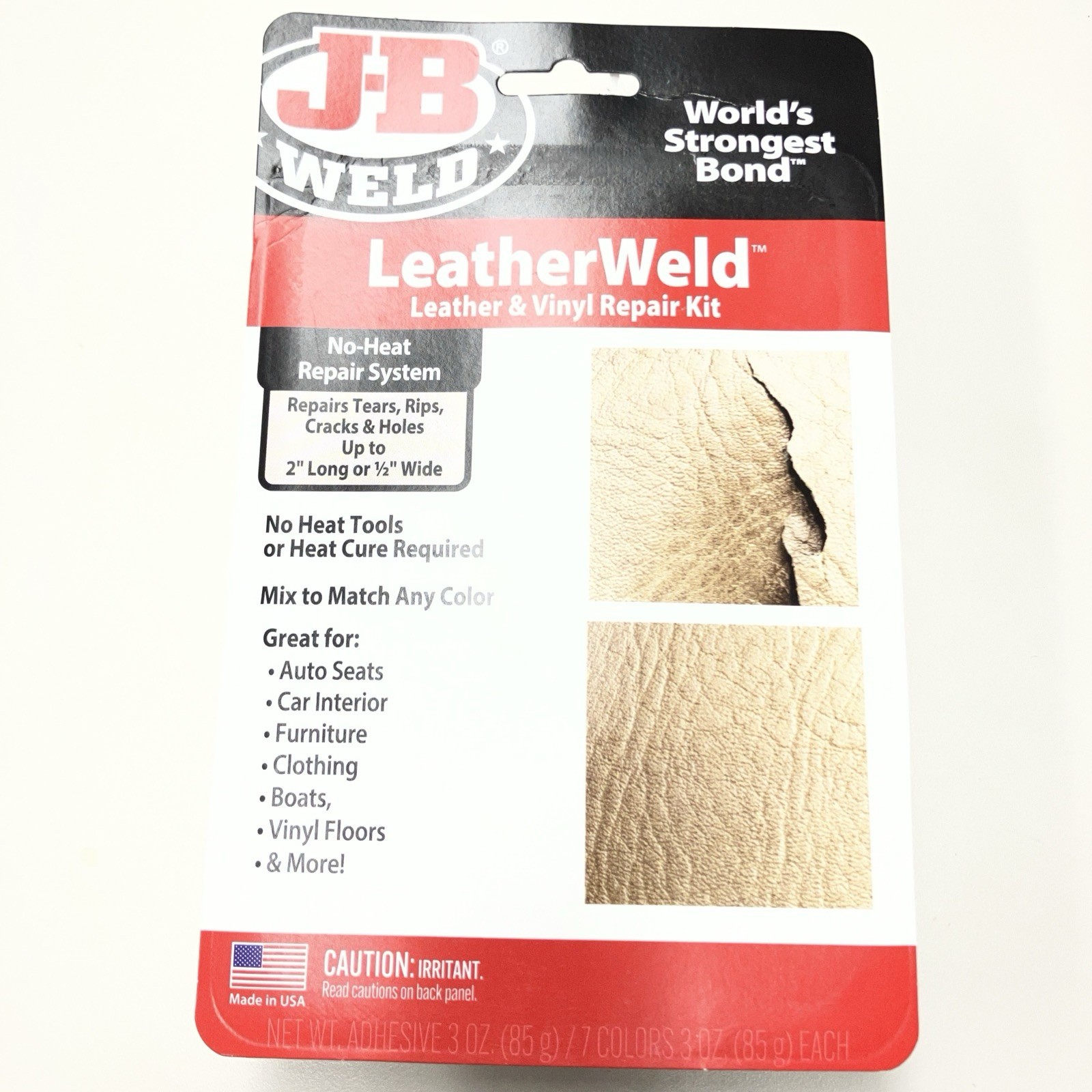 J-B Weld 2130 LeatherWeld Leather Vinyl Repair Kit USA Made Free Shipping