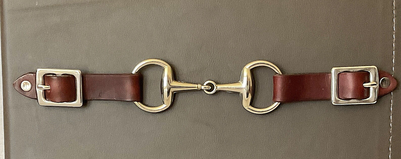 MATCH PAIR MINI SNAFFLE BIT ON DARK CHOCOLATE BROWN LEATHER 2" 3 RING BINDER