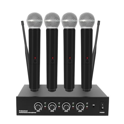 UHF 4-Channel Wireless Microphone System - 4 Handheld Dynamic G02-4*Microphones
