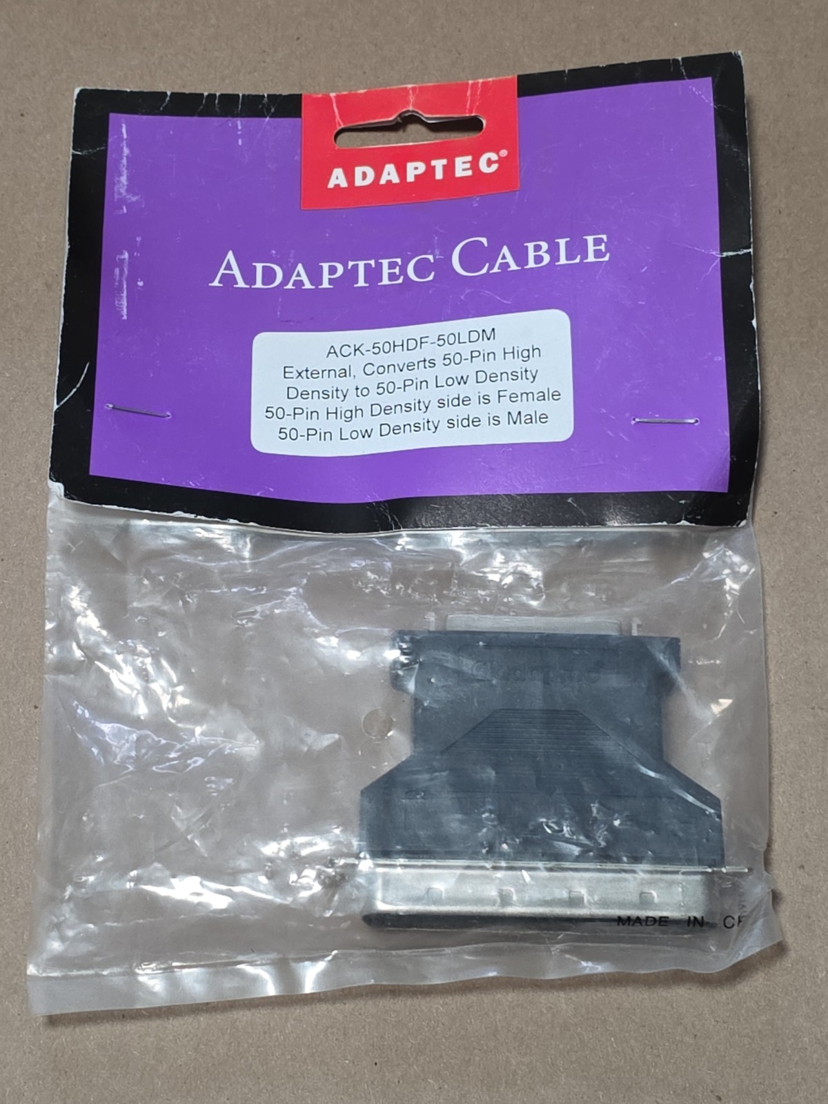 Adaptec ACK-50HDF-50LDM S External SCSI 50 pin High to Low Density Adapter