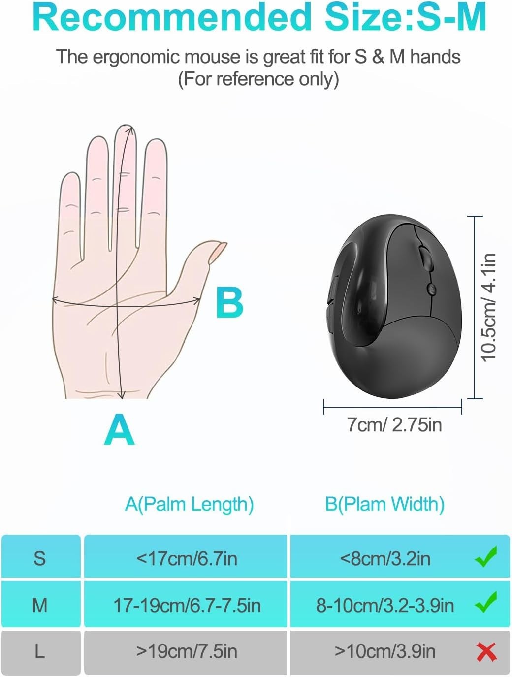 Ergonomic Wireless Mouse for Small Hands | Rechargeable & Pain-Relief Design