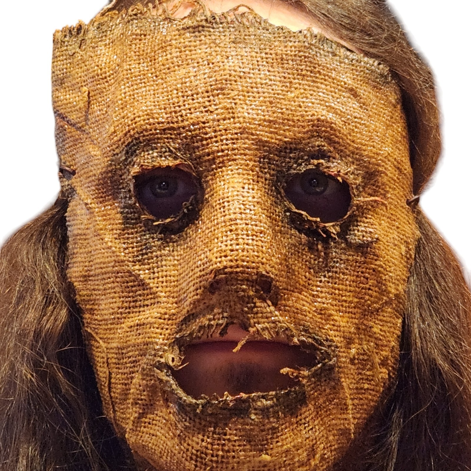 Scarecrow Sack Killer Half Mask, Halloween Horror Mask - Handmade