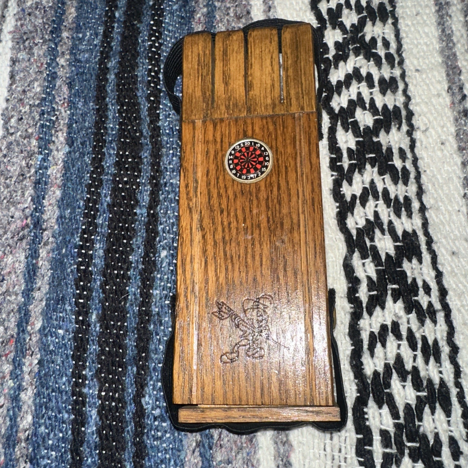 Vintage Disney Jiminy Cricket Wooden Dart Holder Carrying Case