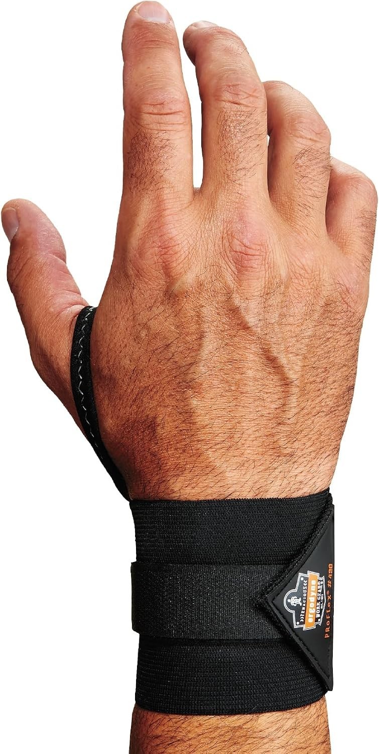 Neoprene Wrist Wrap Support - ProFlex 420 with Thumb Loop, Black, Large/X-Large