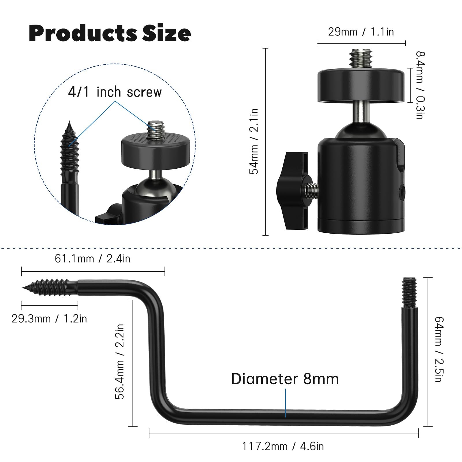 Trail Camera Tree Mount: 360 Degrees Adjustable Game Camera Mount with 1/4 in...