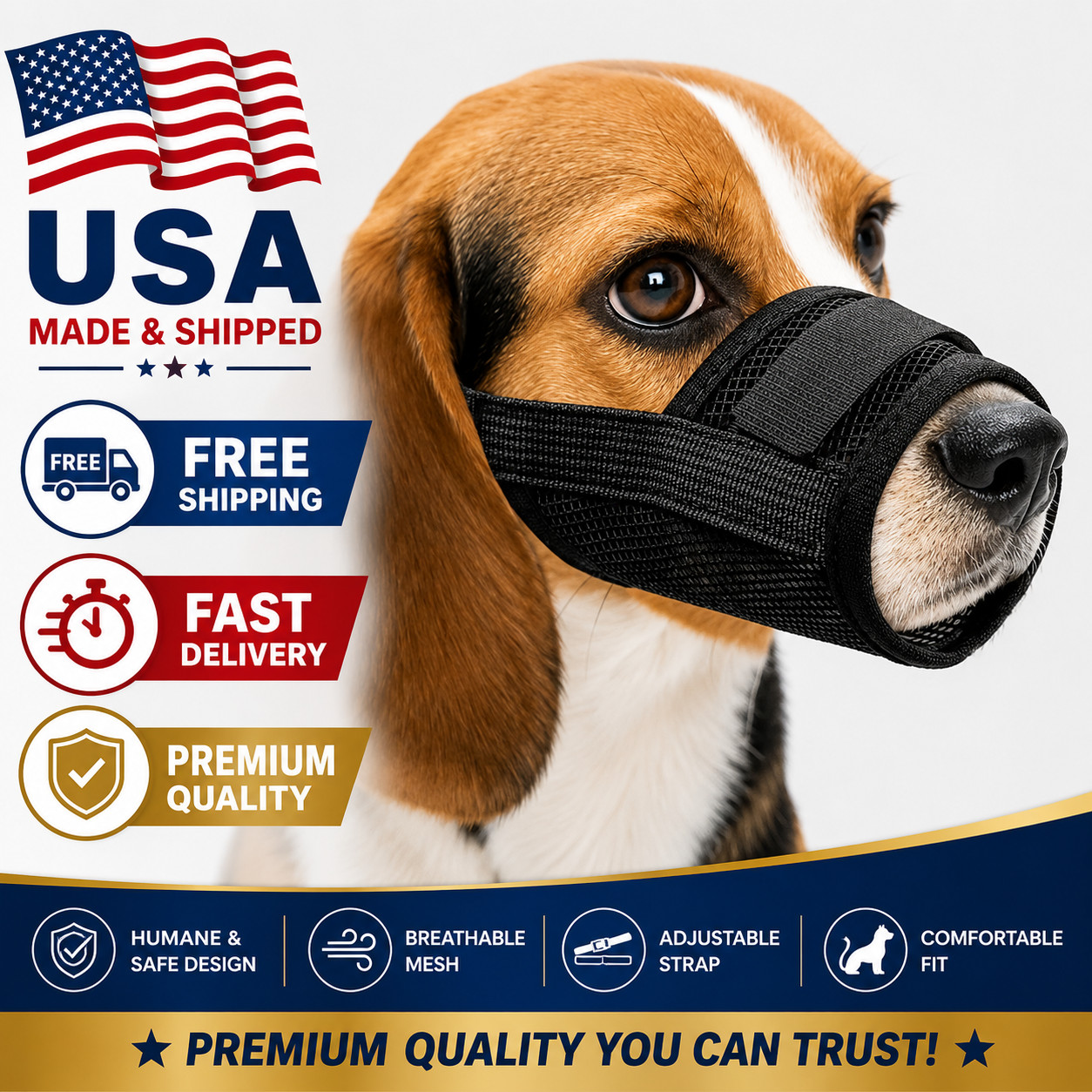 Dog Muzzle for Medium to Large Dogs Soft Nylon Breathable & Adjustable Straps