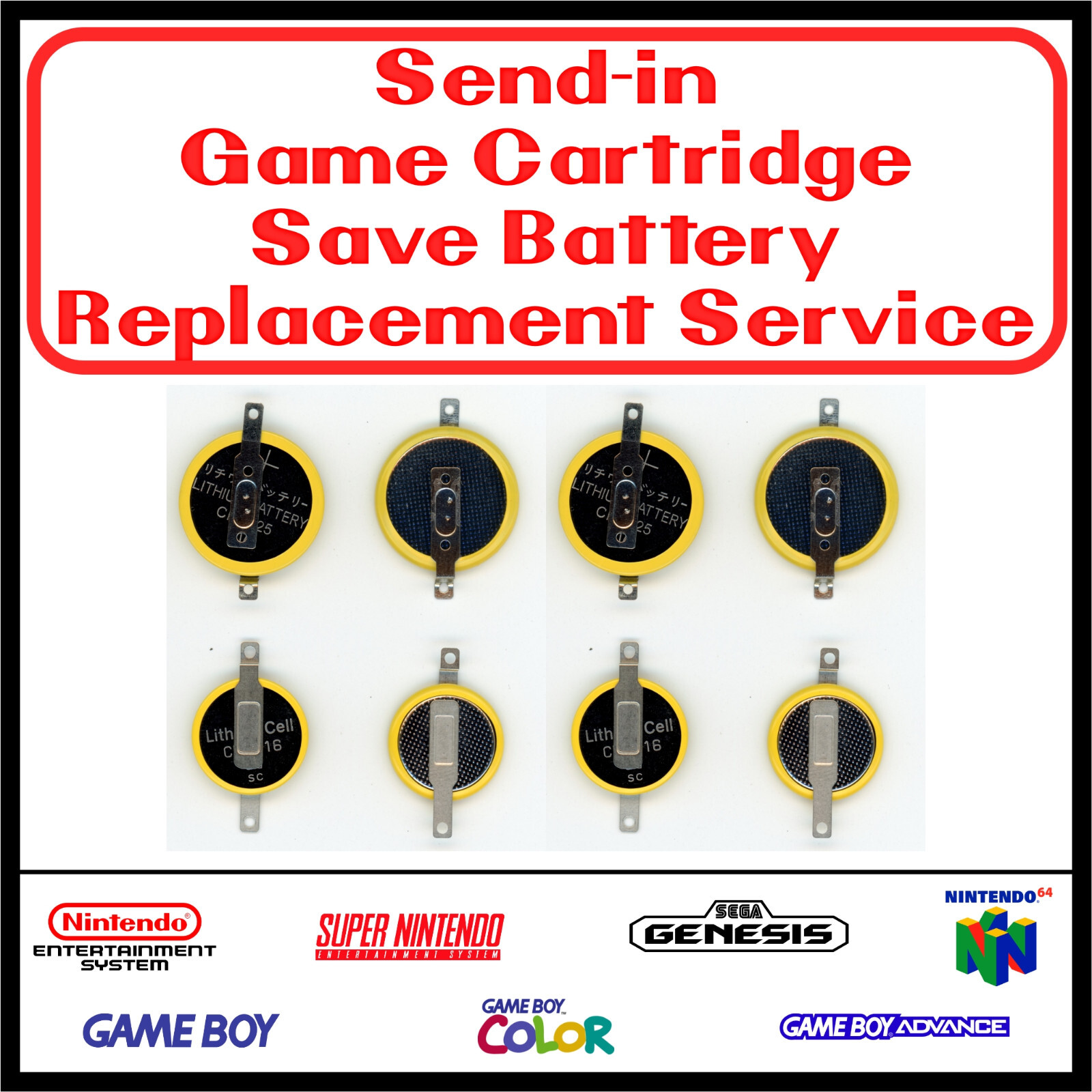 Game Cartridge Save Battery Replacement Service for NES/SNES/GENESIS/GAME BOY+