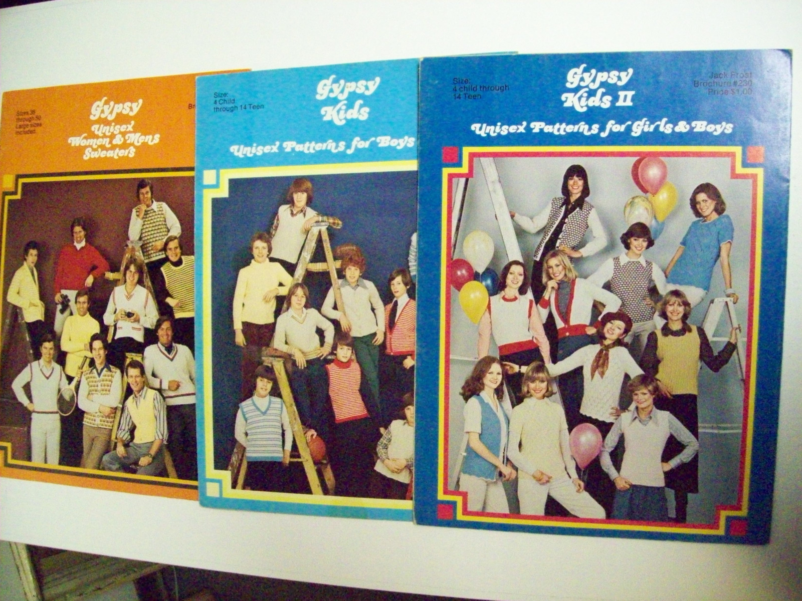 3 GYPSY KNITTING PATTERN BOOKS, UNISEX WOMEN & MEN'S, BOYS & GIRLS UNISEX l & II