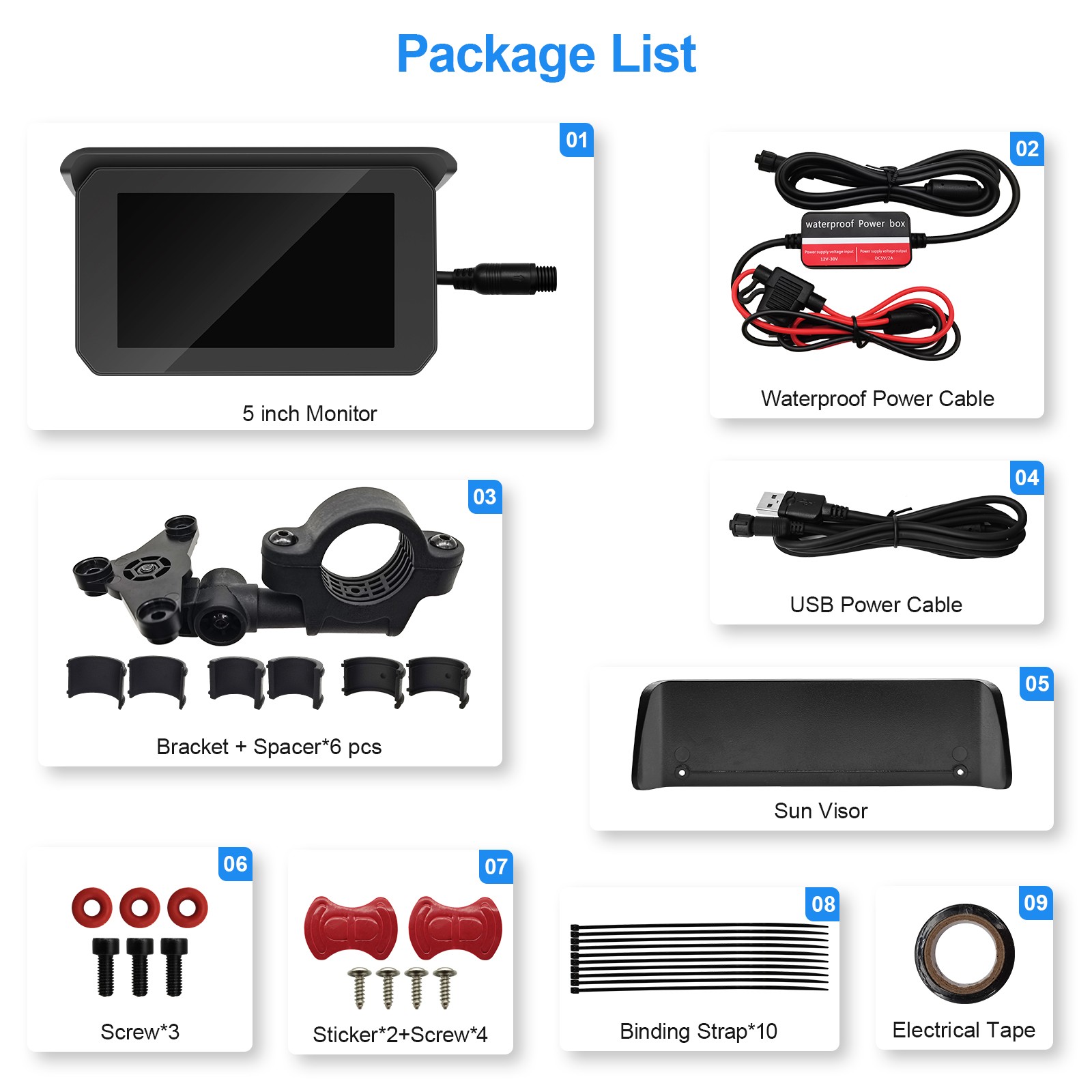 5" Motorcycle Wireless CarPlay Android Auto GPS Touch Screen Bluetooth Universal