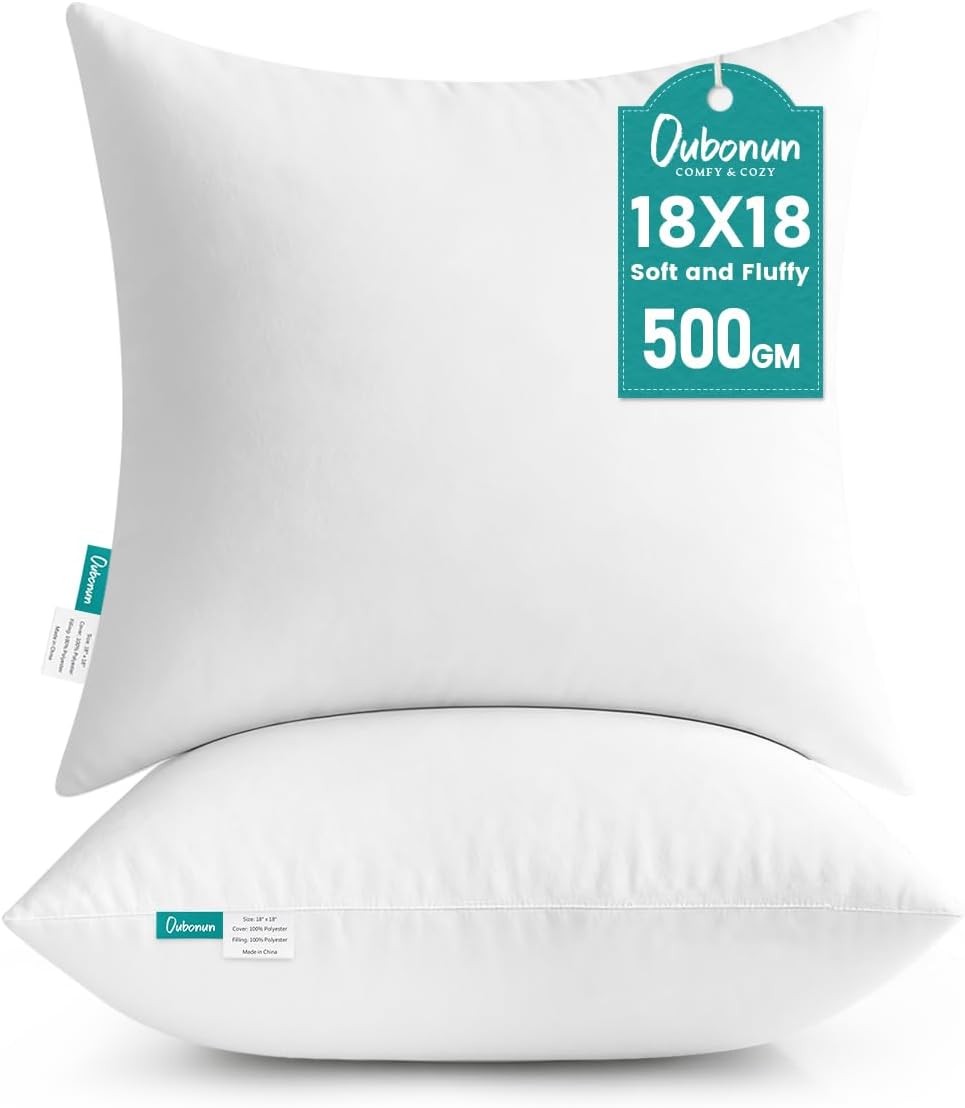 18 x 18 Throw Pillow Inserts - Soft, Plush & 18x18 Inch (Pack of 2) 2