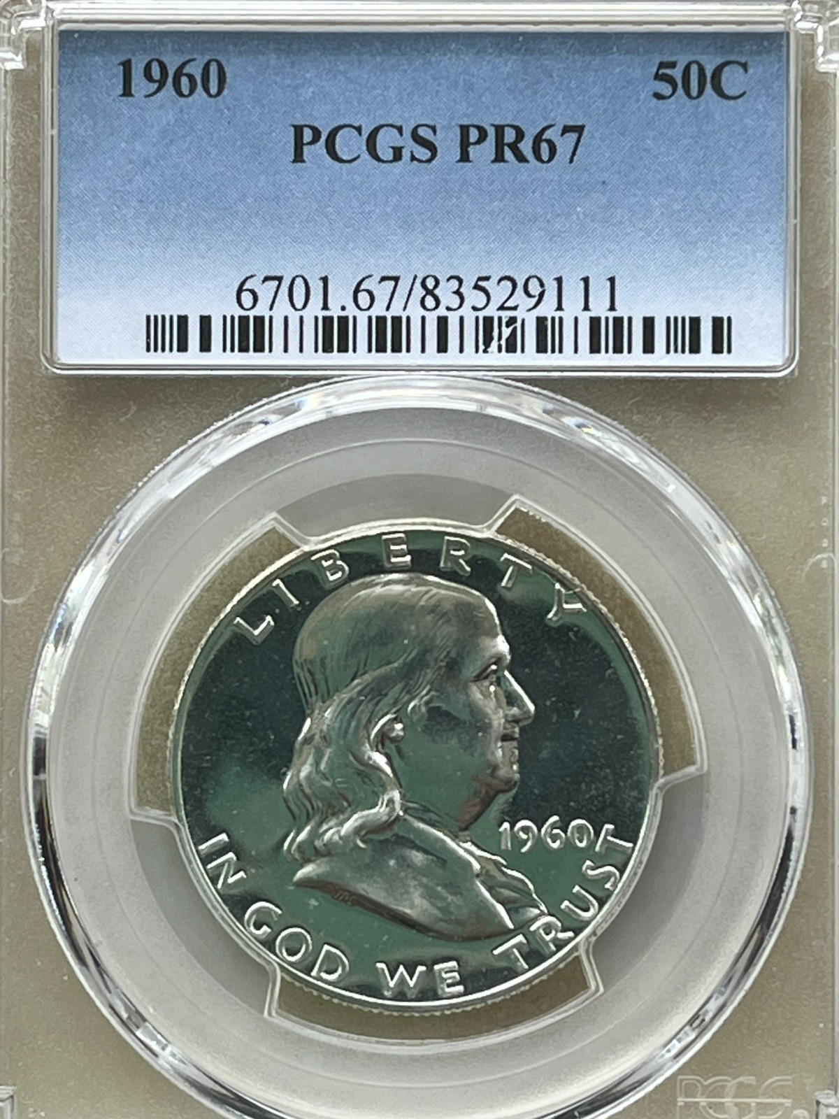 1960 Franklin Half Dollar 50C Silver 0.900 Proof Philadelphia PCGS PR667.