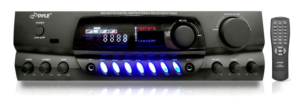 Pyle Home Display Screen Receiver, 2x 4" 200W Max Black Speakers, Mic System