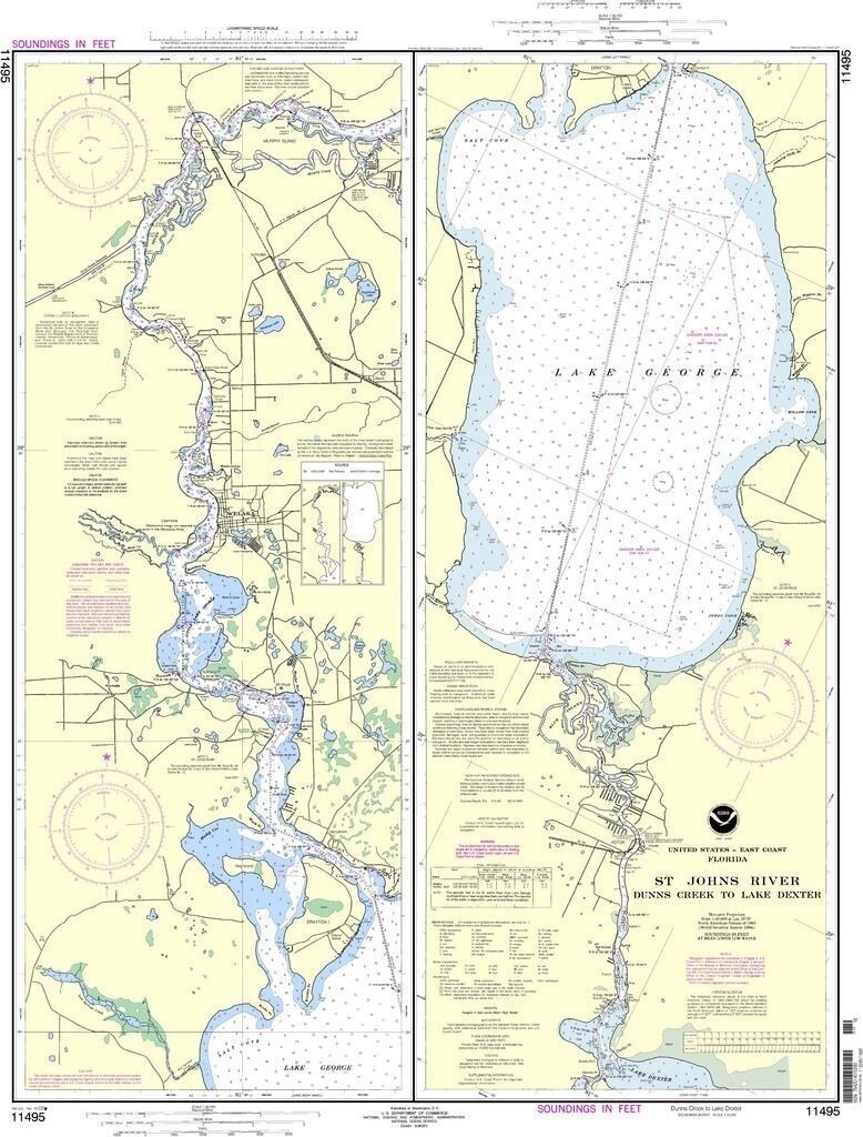 NOAA Nautical Chart 11495: St. Johns River Dunns Creek to Lake Dexter