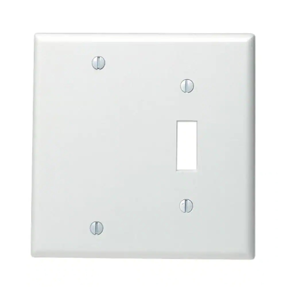 2-Gang White 1-Toggle / 1-Blank Plastic Standard Wall Plate (1-Pack)