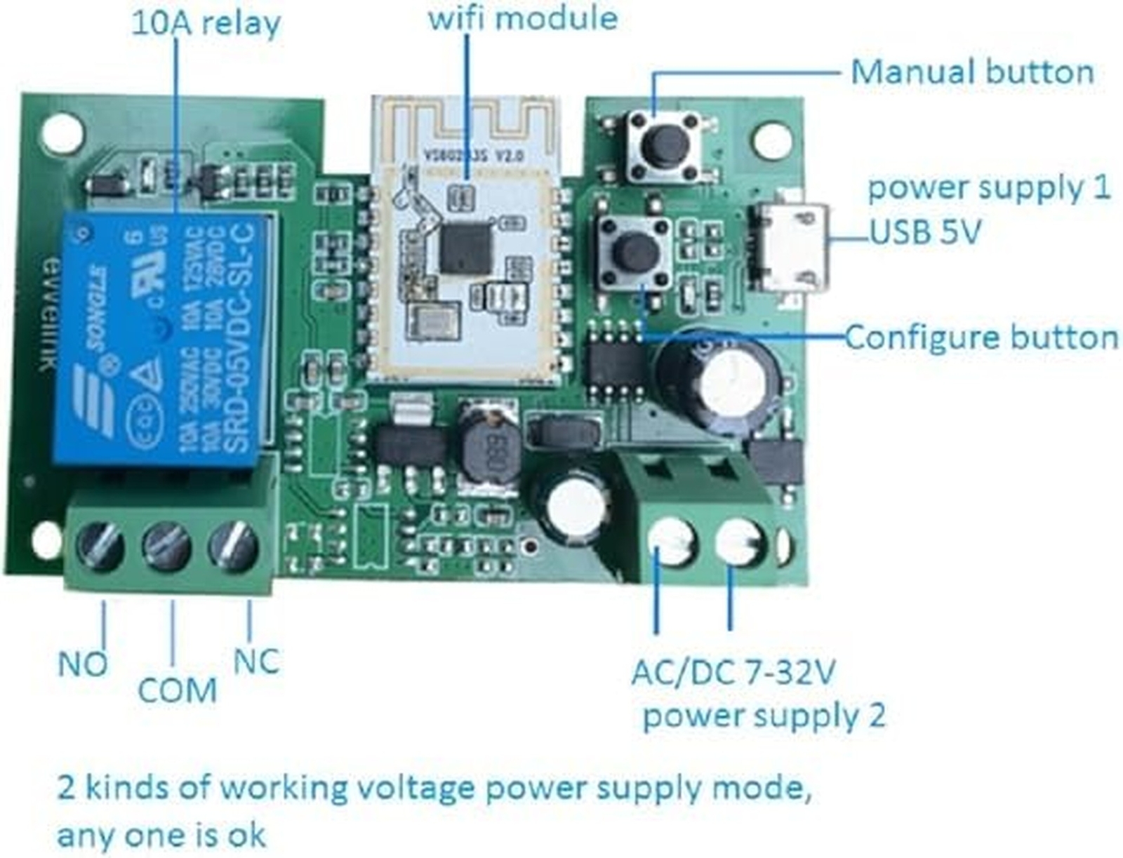 EWeLink 1CH 7-32V Smart Switch, Self-Locking Relay Switch, Mobile Phone Remot...