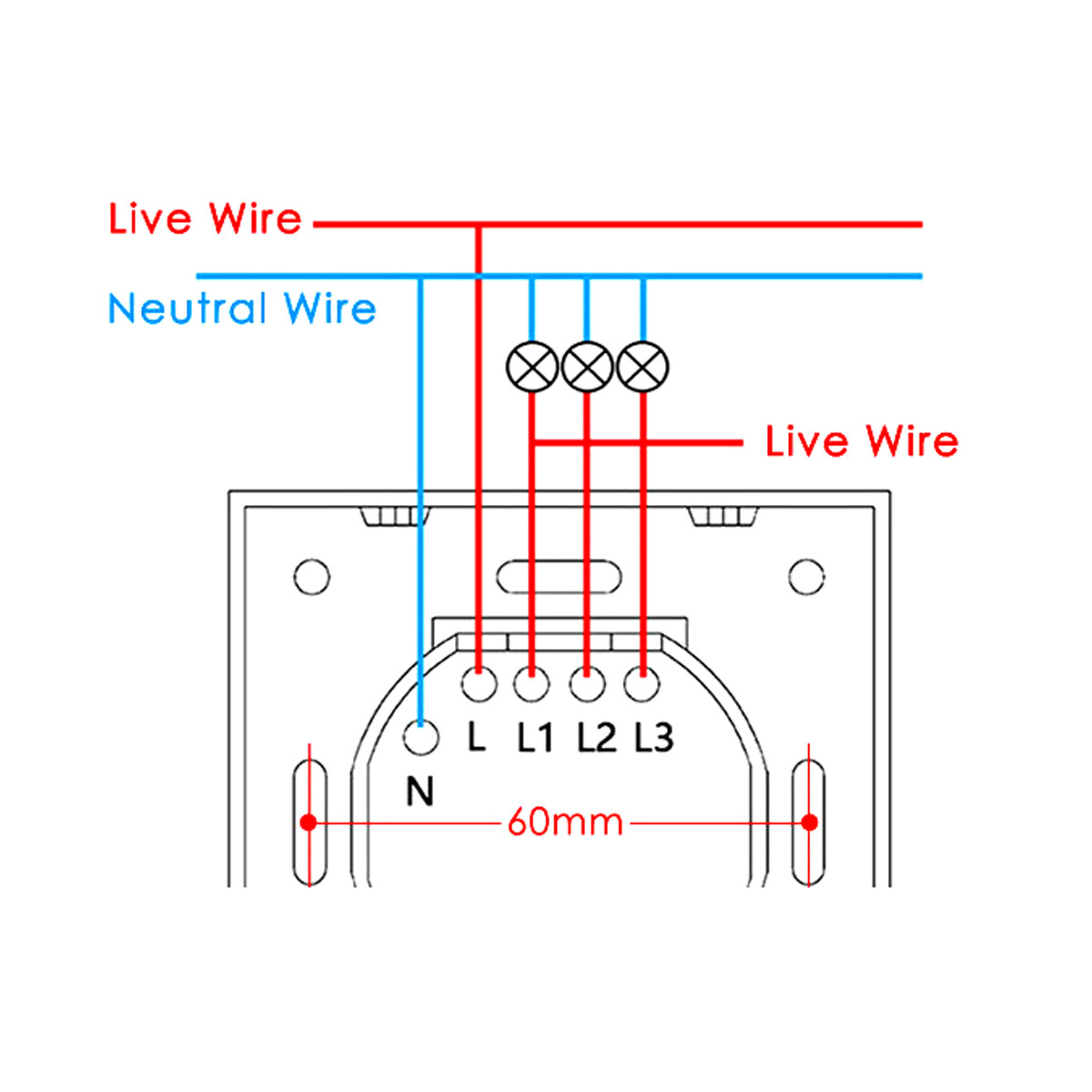 1/2/3 Gang Smart WiFi Wall Light Switch Touch Panel for Alexa/Google/Tuya APP US