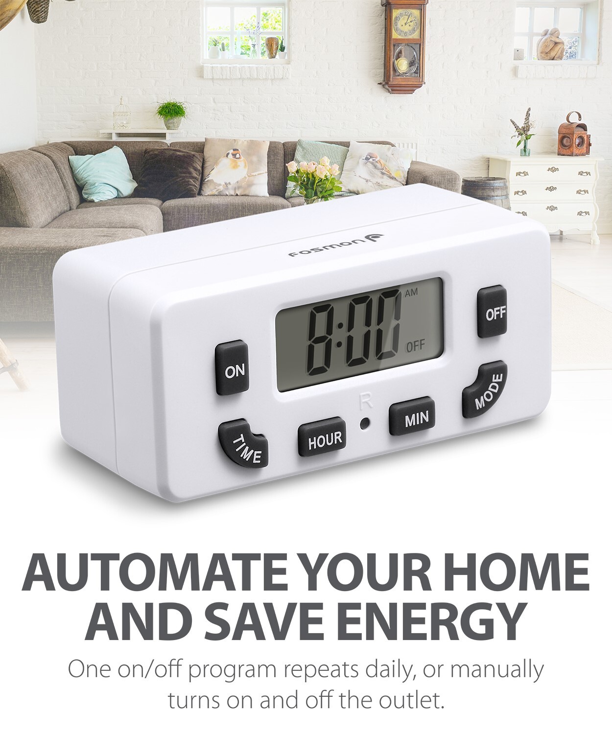 Digital Clock Timer Single Outlet Plug In Switch Electric 24 Hour Programmable