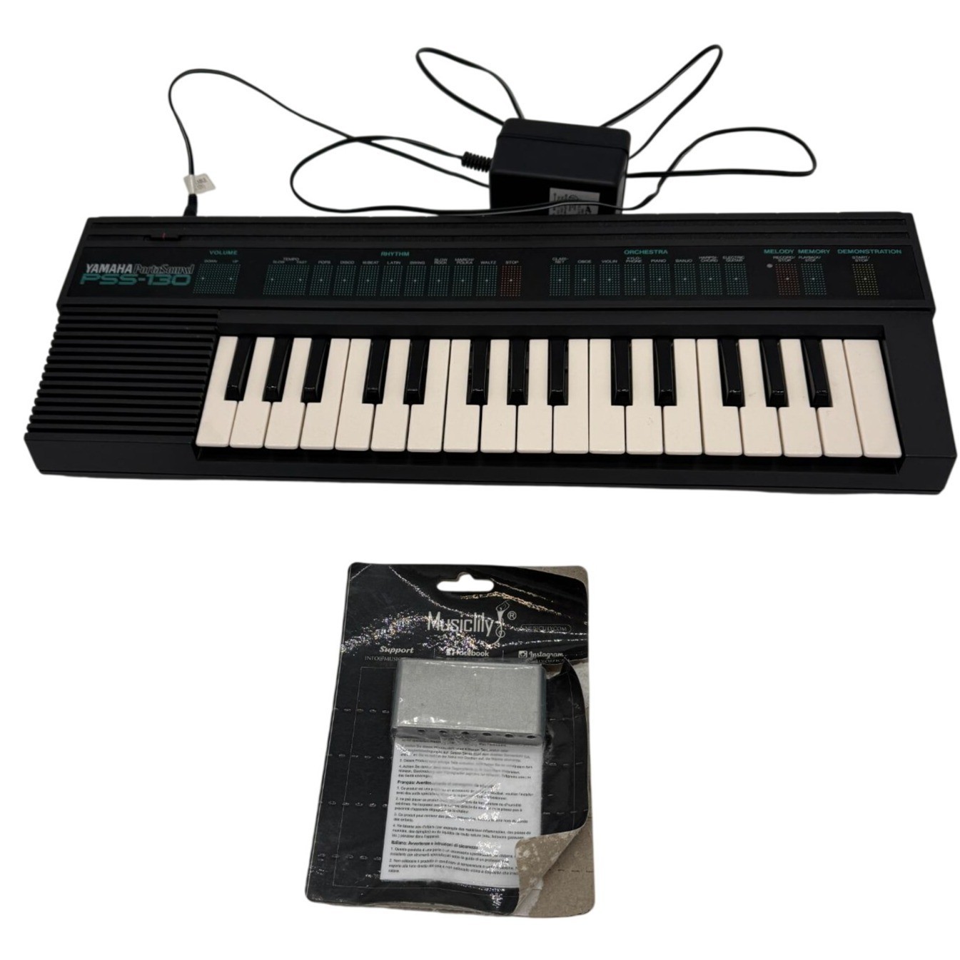 Yamaha PSS-130 Portable Keyboard Music Instrument Black w/ Musiclily Replacement