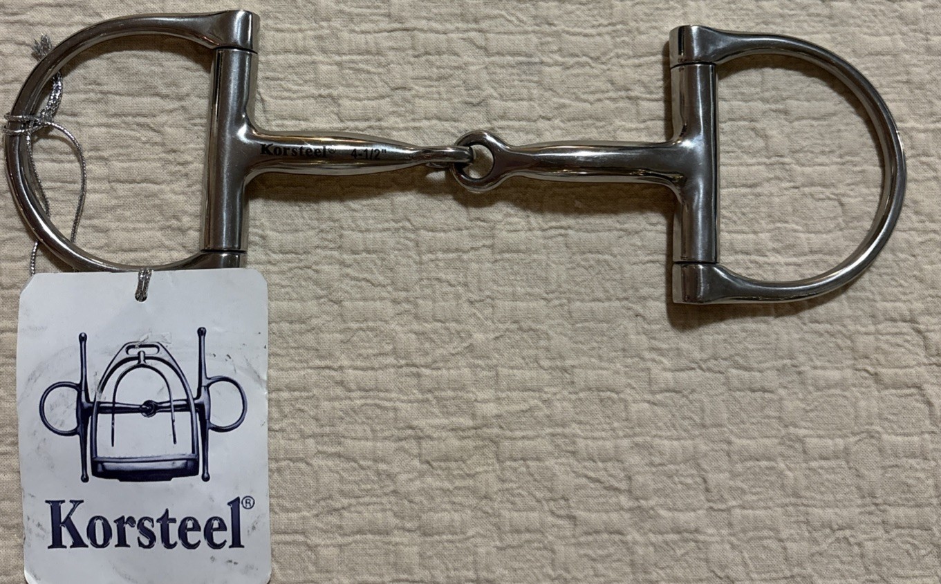 Korsteel Stainless Steel Hunter Dee Ring Snaffle Bit 4.5”, NWT
